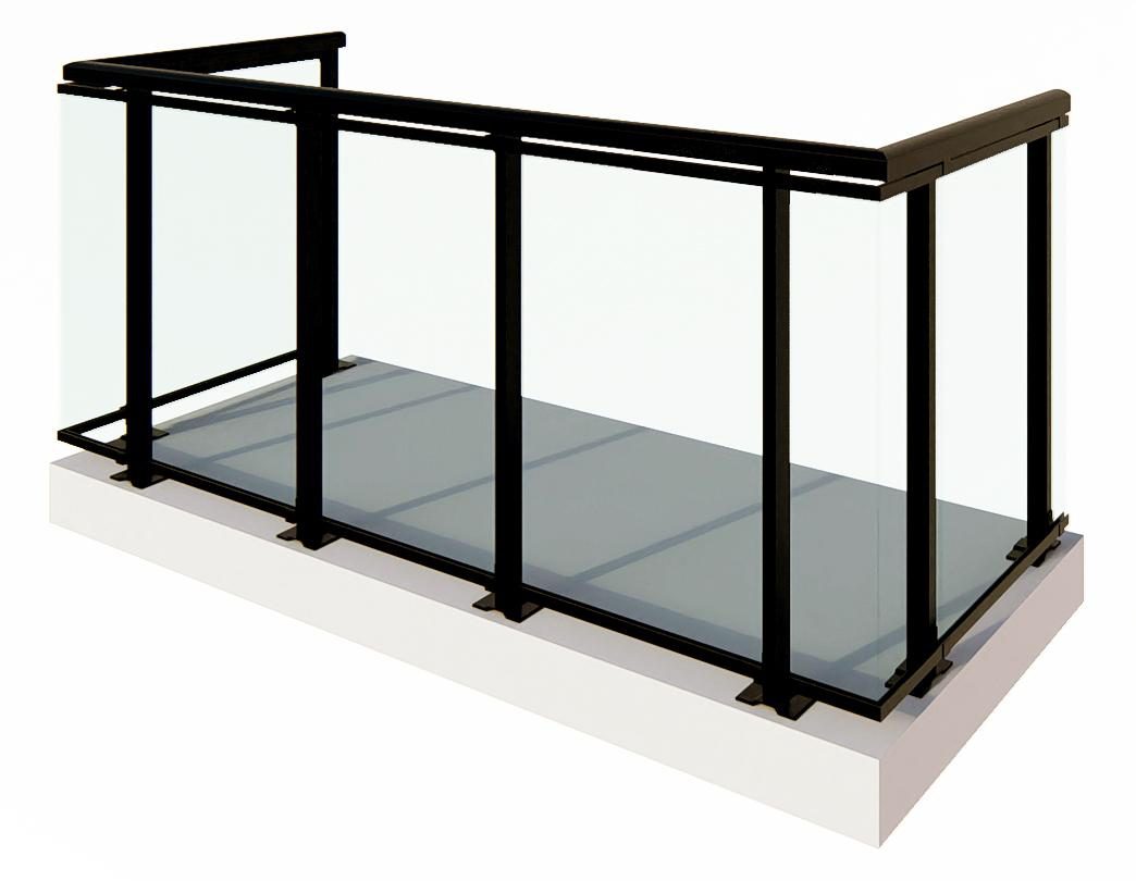 RM-EDGE G3100-TM top-mounted welded glass guard — catalogue render